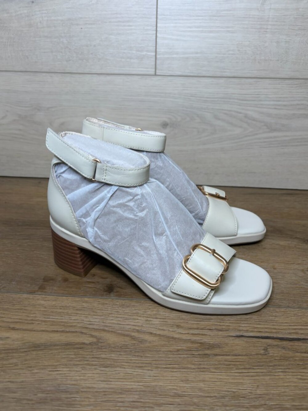 Clarks Jaylan Ray Leather Block Heel Sandals Black 7.5M NWT
